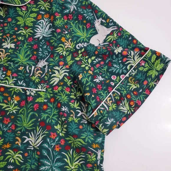 PrintFresh Pajama Top M Unicorn's Garden Juniper Organic Cotton Short Sleeve - Picture 11 of 13